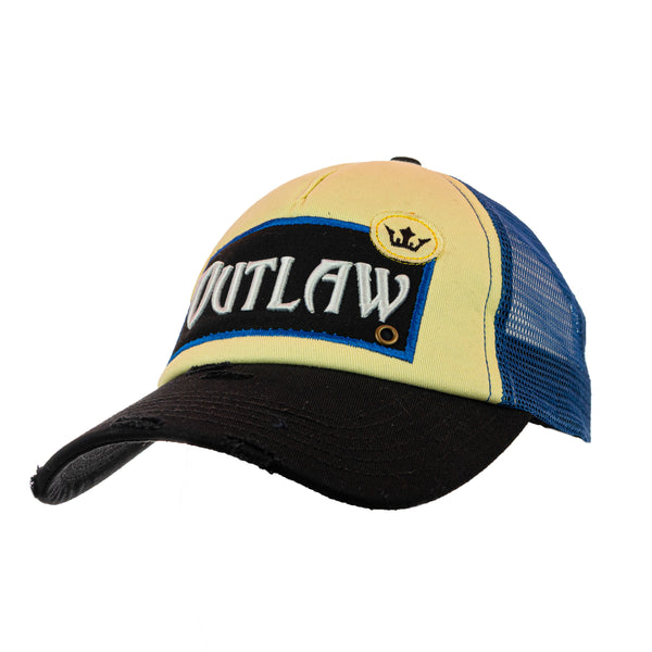 Outlaw Vintage Distressed Trucker Cap - Blue