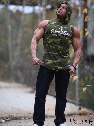 A Men's Outlaw Assassin Fitted Sleeveless Hoodie