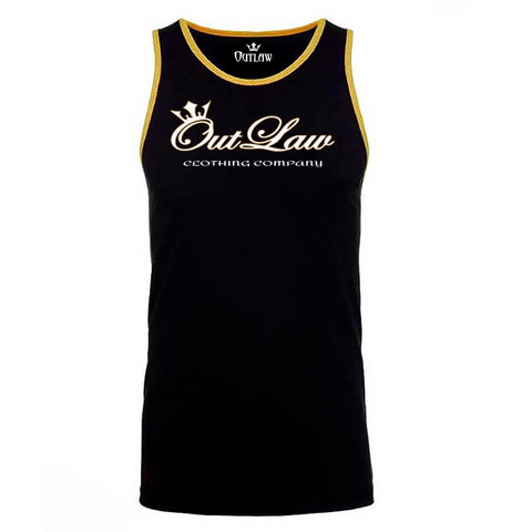 Men's Black and Gold Outlaw Clothing Company Ringer Tank